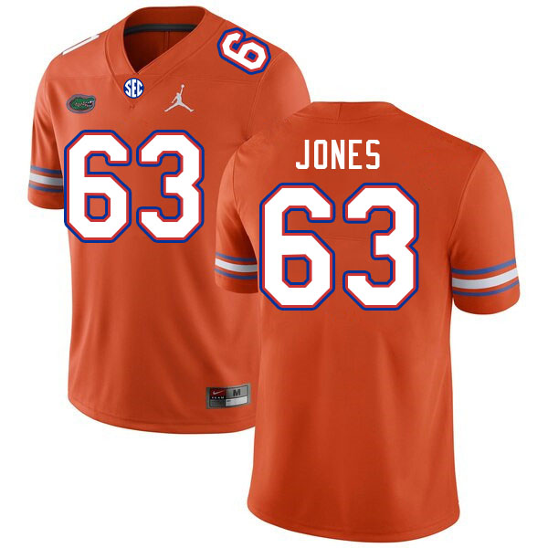 Men #63 Caden Jones Florida Gators College Football Jerseys Stitched Sale-Orange